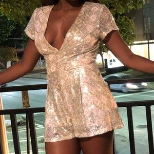 Sequin Low V Romper